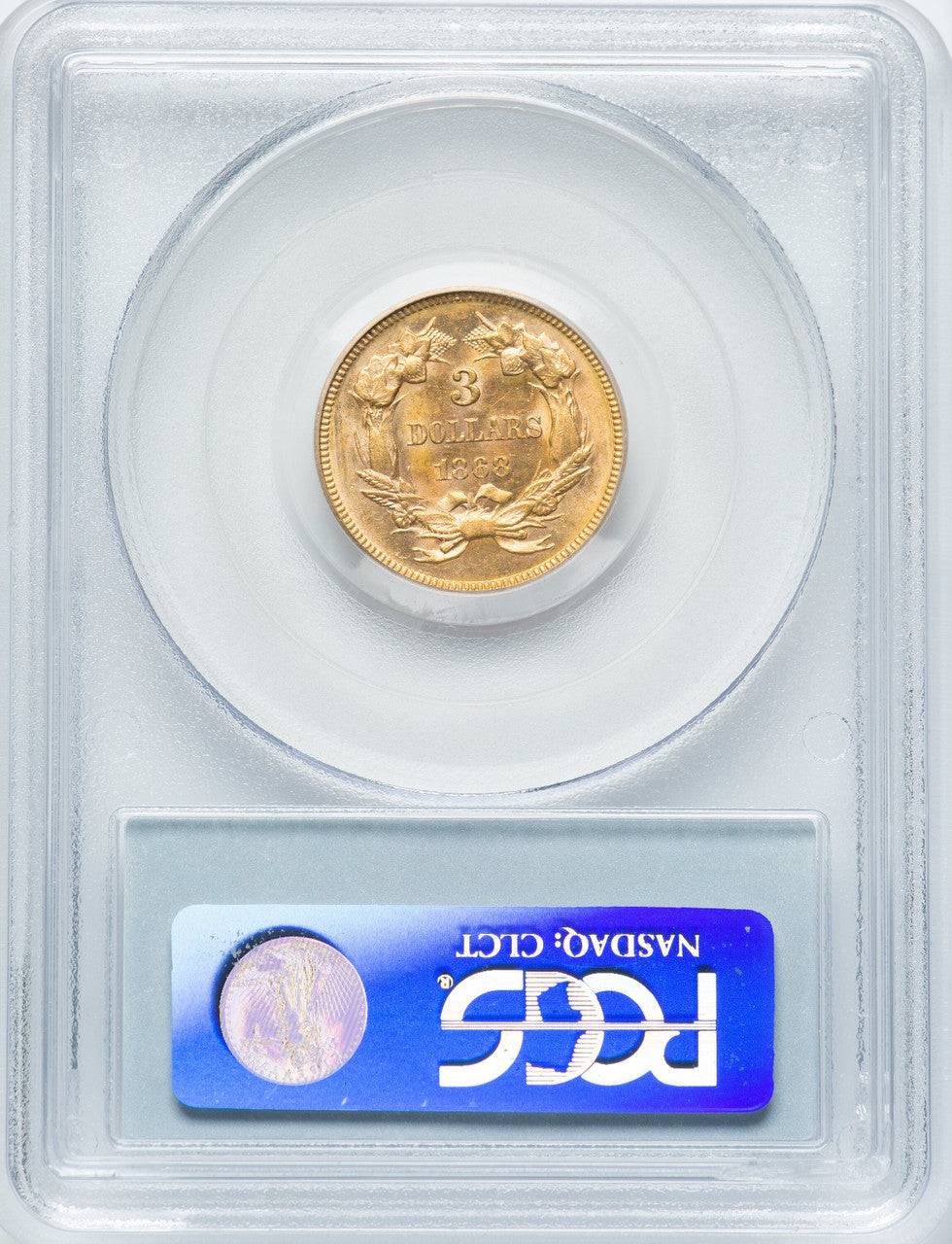 1868 $3 Three Dollar Gold Pieces PCGS MS63
