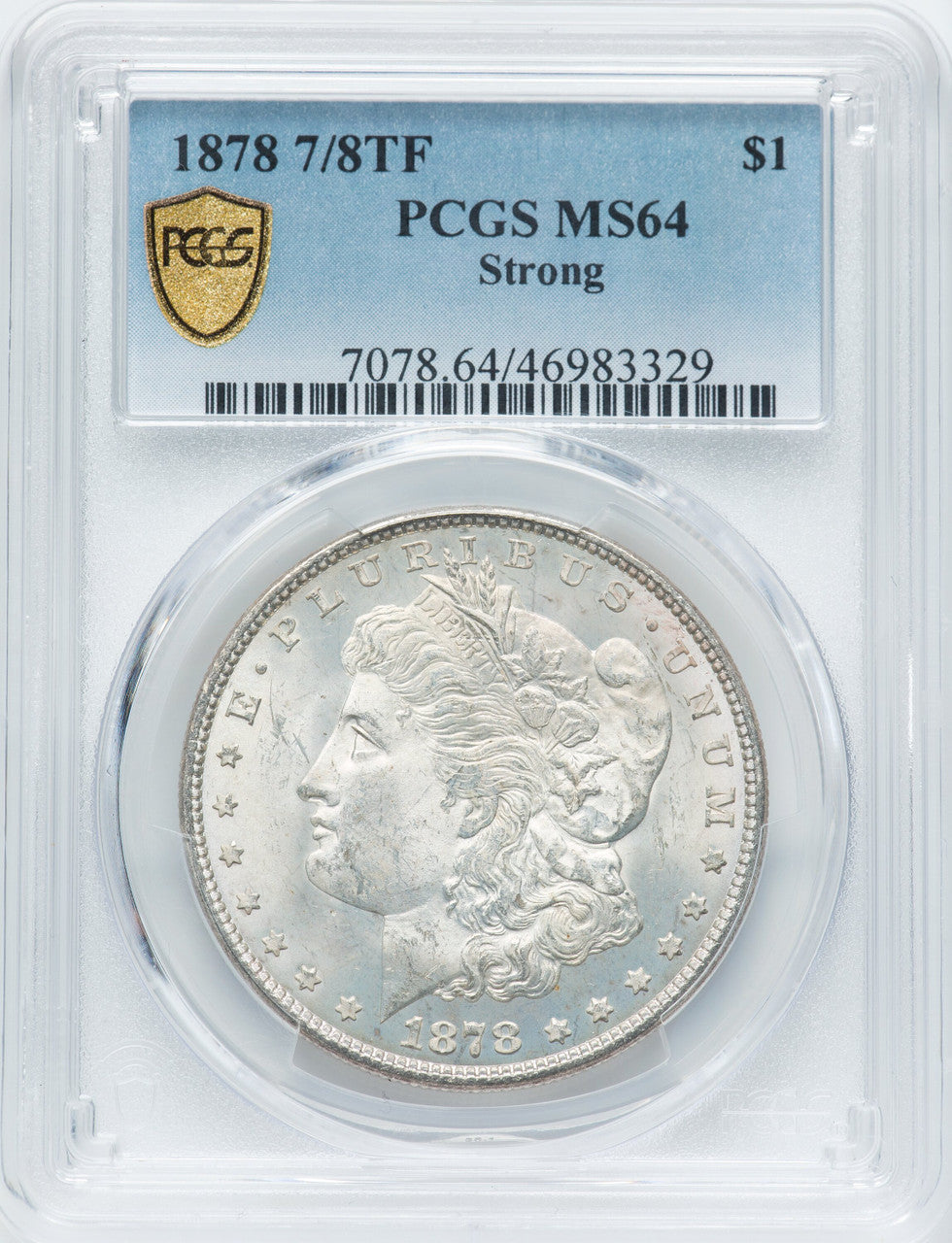 1878 7/8TF $1 STRONG Morgan Dollar PCGS MS64