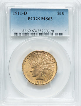 1911-D $10 Indian Eagle PCGS MS63