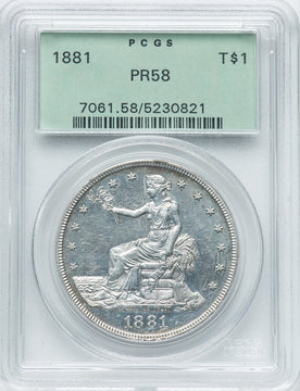 1881 T$1 Proof Trade Dollar PCGS AU58
