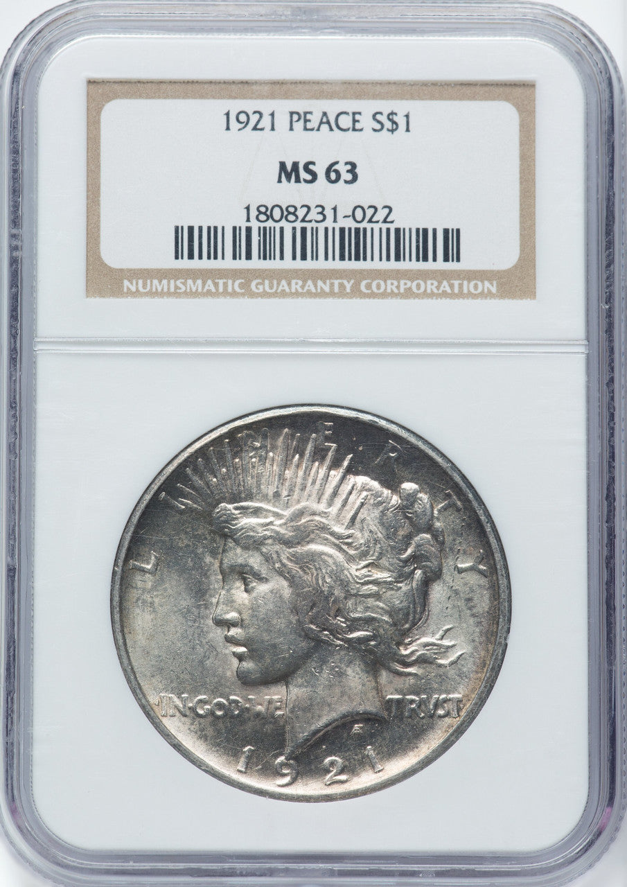 1921 $1 Peace Dollar NGC MS63