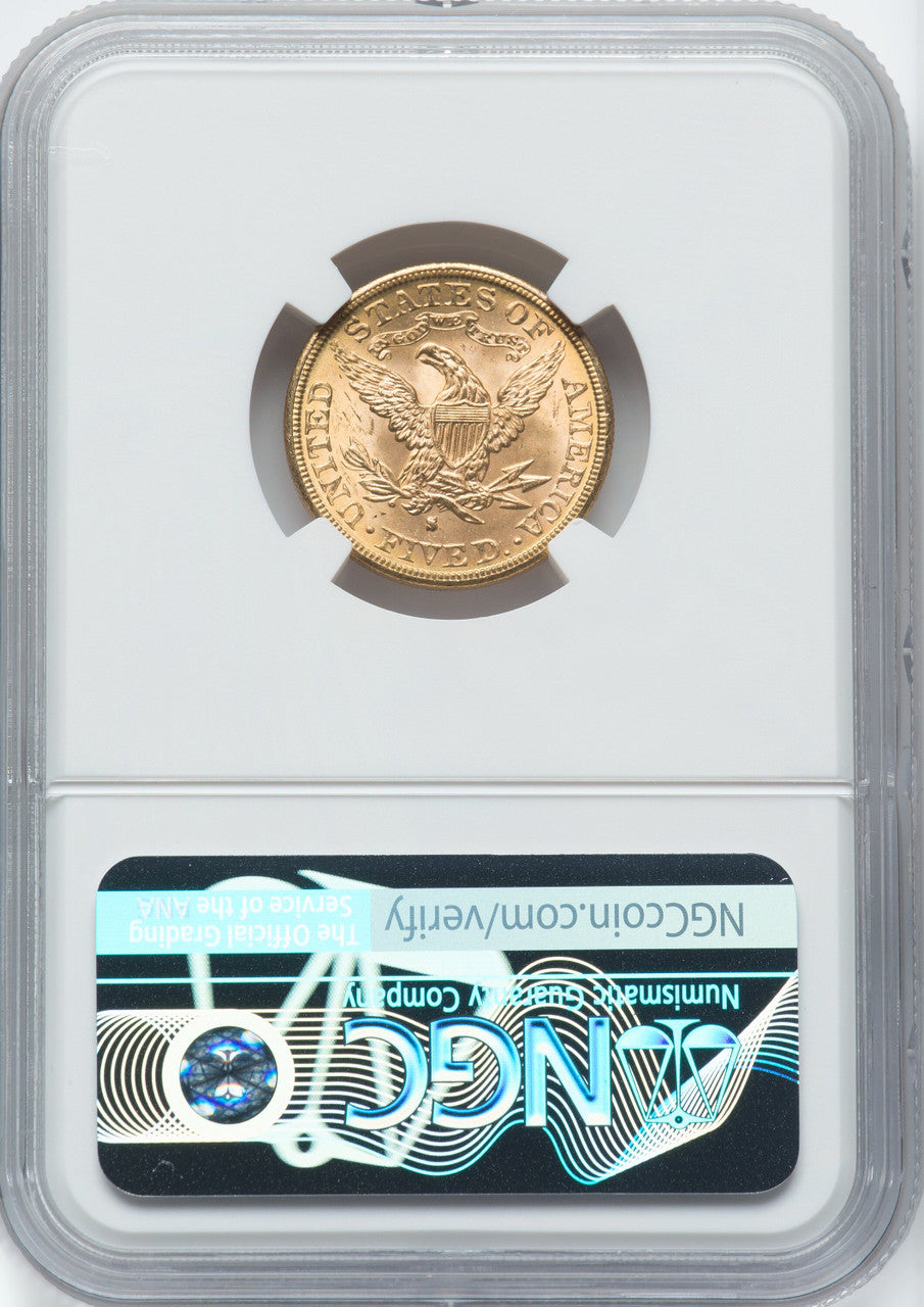 1886-S $5 CAC Liberty Half Eagle NGC MS64 (762275004)