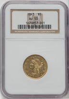 1843 $5 Liberty Half Eagle NGC AU53