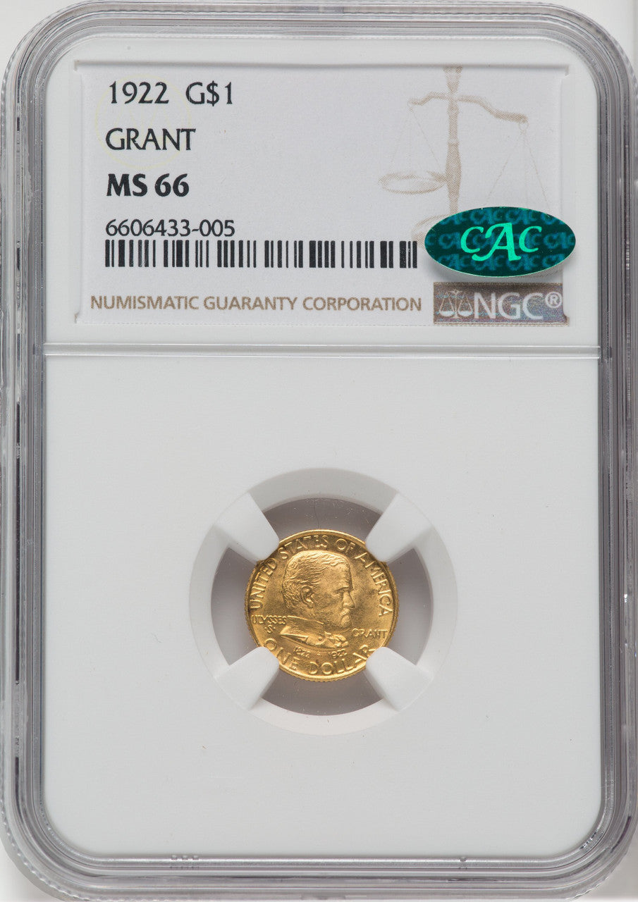 1922 G$1 Grant No Star CAC Commemorative Gold NGC MS66