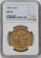 1864-S $20 Liberty Double Eagle NGC AU53