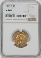 1913-S $5 Indian Half Eagle NGC MS61