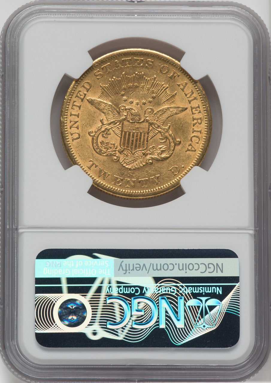 1855-S $20 Liberty Double Eagle NGC AU53