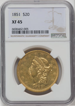 1851 $20 Liberty Double Eagle NGC XF45