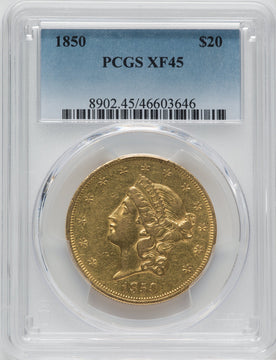 1850 $20 Liberty Double Eagle PCGS XF45