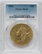 1850 $20 Liberty Double Eagle PCGS XF45