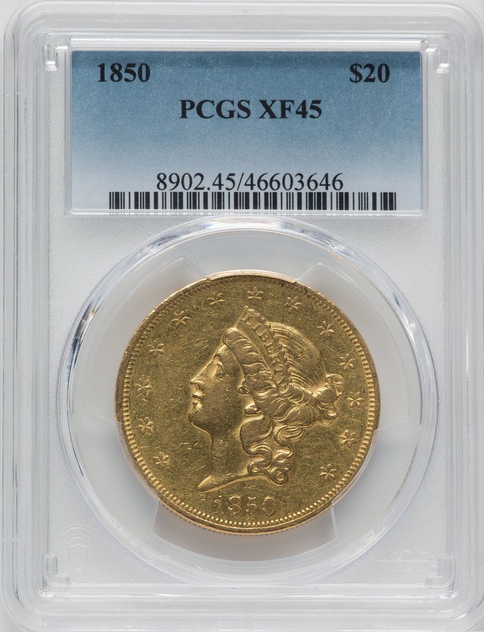 1850 $20 Liberty Double Eagle PCGS XF45