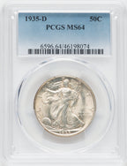 1935-D 50C Walking Liberty Half Dollar PCGS MS64