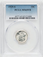 1929-S 10C FB Mercury Dime PCGS MS65