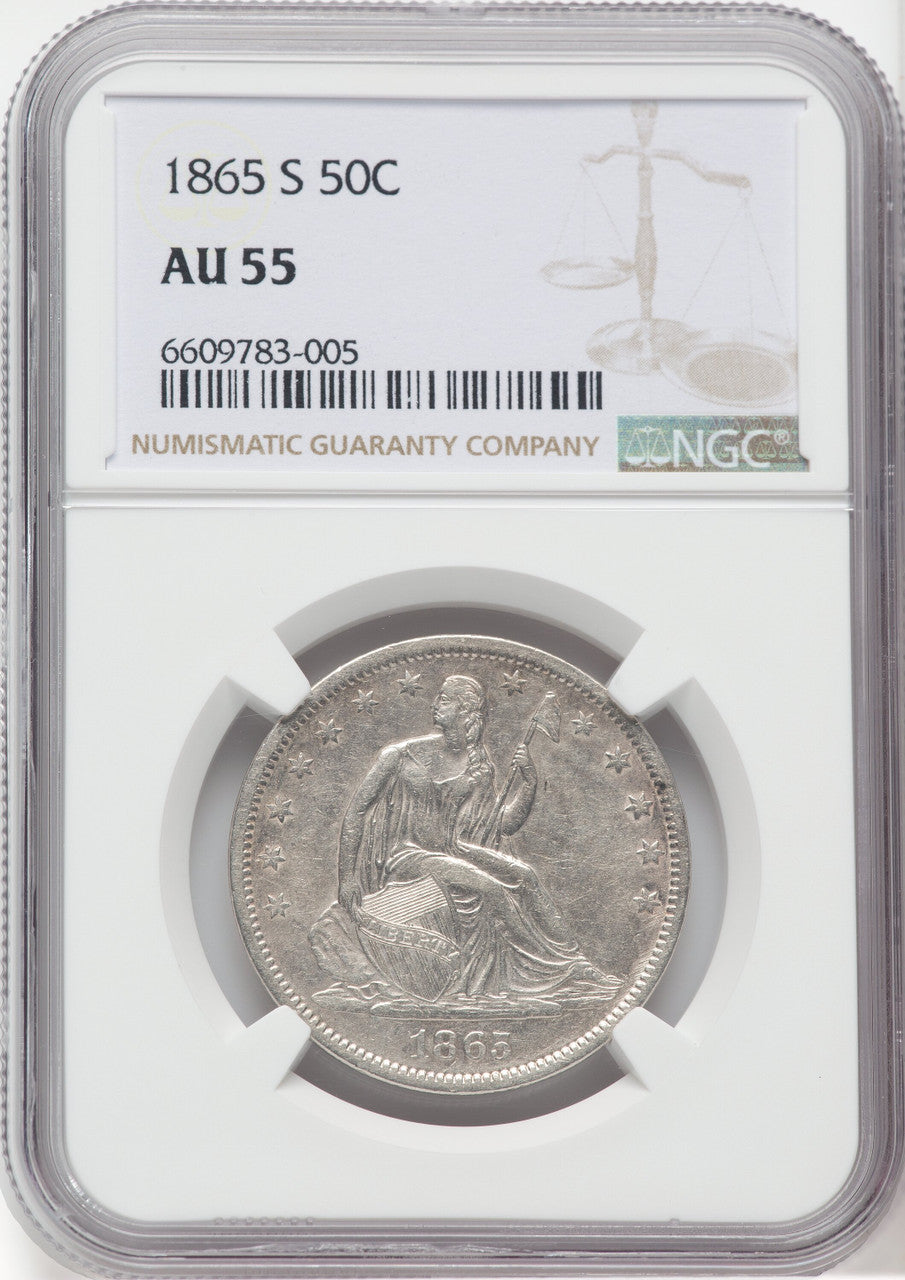 1865-S 50C Seated Half Dollar NGC AU55