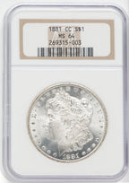 1881-CC $1 Morgan Dollar NGC MS64