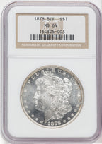 1878 8TF $1 Morgan Dollar NGC MS64