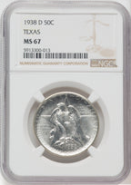 1938-D 50C Texas Commemorative Silver NGC MS67