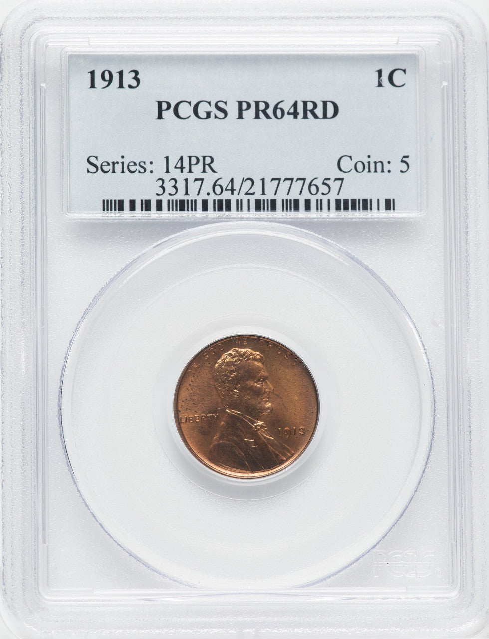 1913 1C RD Proof Lincoln Cent PCGS PR64