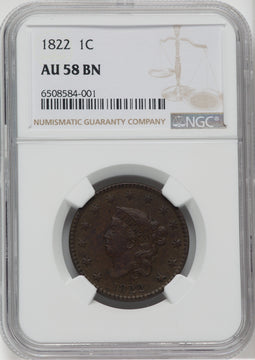 1822 1C BN Large Cent NGC AU58