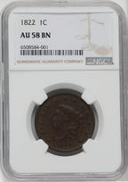 1822 1C BN Large Cent NGC AU58