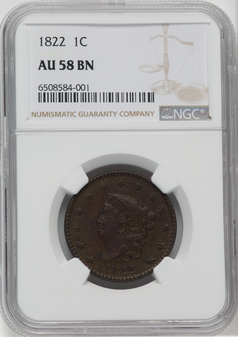 1822 1C BN Large Cent NGC AU58