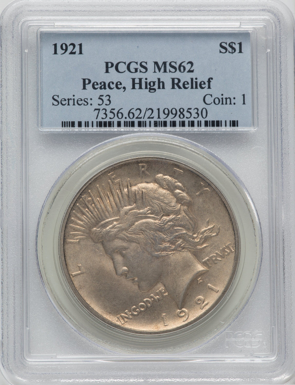 1921 $1 Peace Dollar PCGS MS62