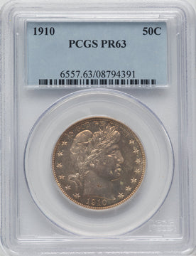 1910 50C Proof Barber Half Dollar PCGS PR63