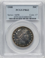 1908 50C Proof Barber Half Dollar PCGS PR62
