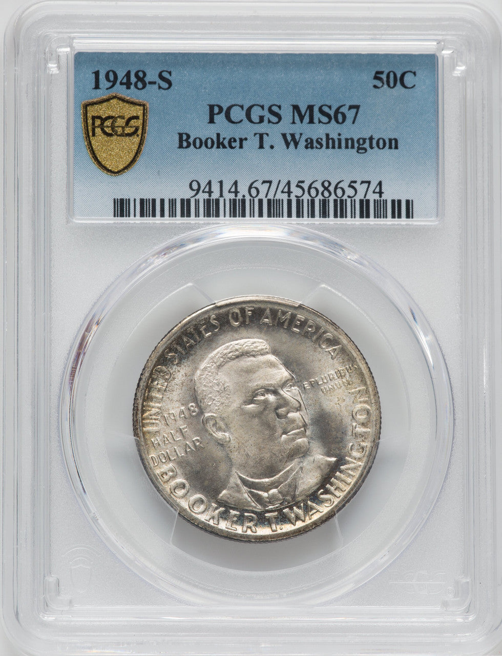 1948-S 50C Booker T. Washington Commemorative Silver PCGS MS67