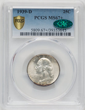 1939-D 25C CAC Washington Quarter PCGS MS67+