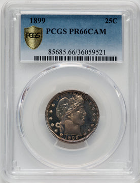1899 25C CA Proof Barber Quarter PCGS PR66