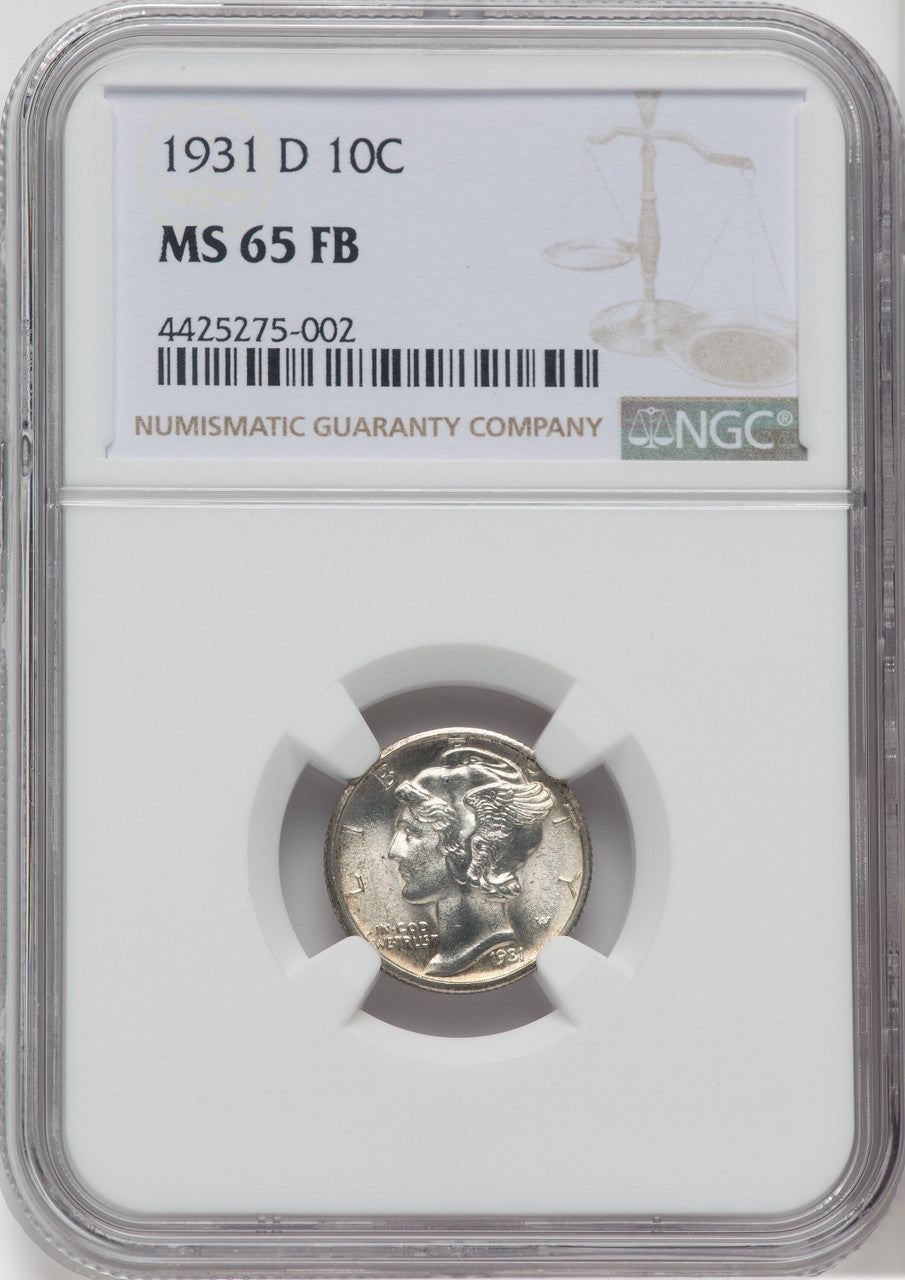 1931-D 10C FB Mercury Dime NGC MS65