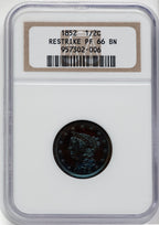 1852 1/2 C Small Berries Reverse of 1856 First Restrike B-2 BN Proof Half Cent NGC PR66