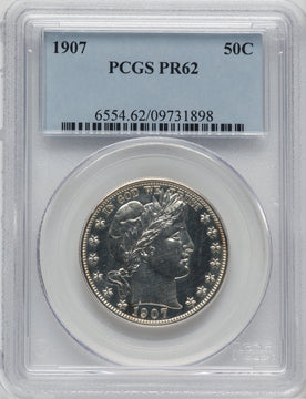 1907 50C Proof Barber Half Dollar PCGS PR62