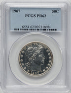 1907 50C Proof Barber Half Dollar PCGS PR62