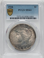 1928 $1 Peace Dollar PCGS MS61