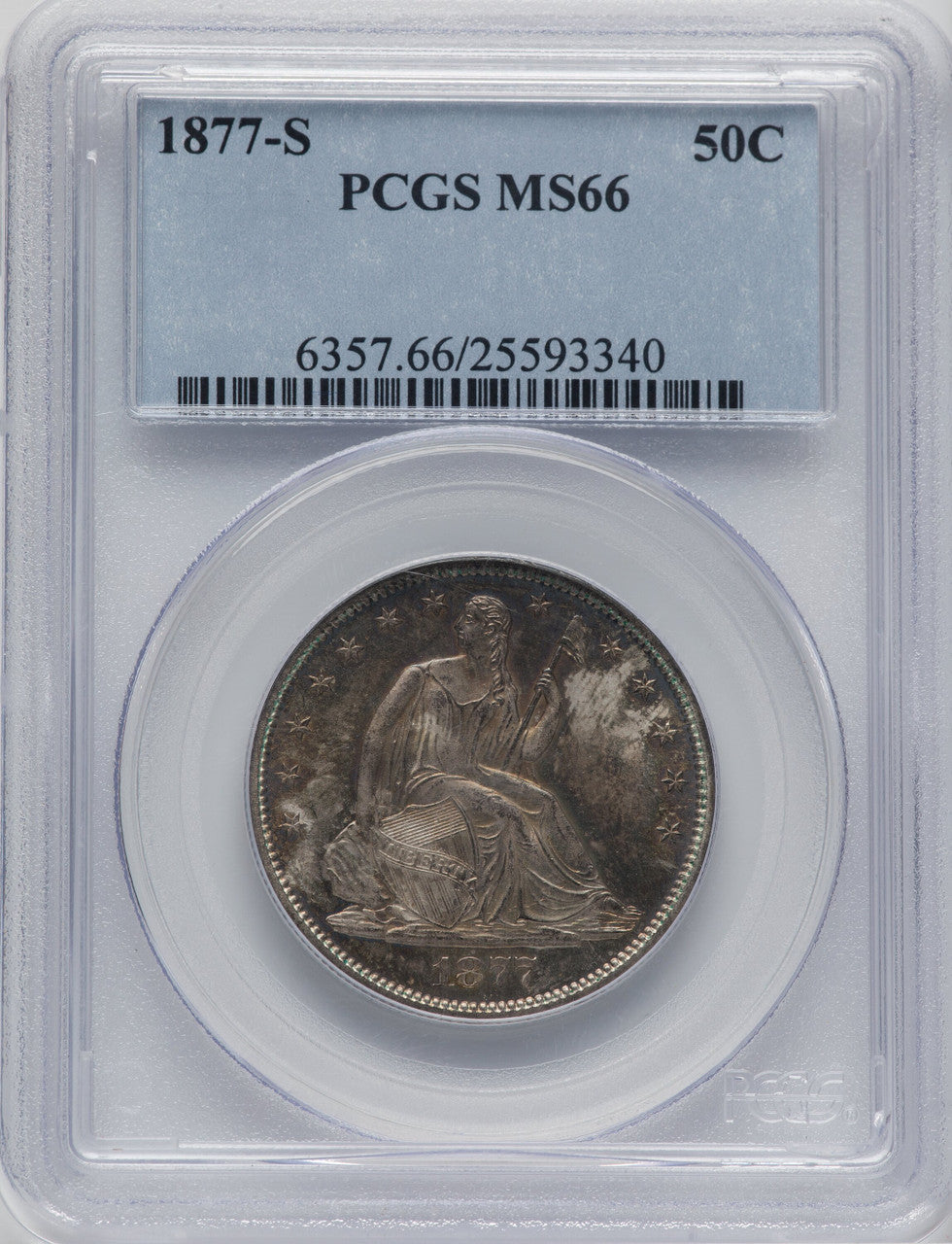 1877-S 50C Seated Half Dollar PCGS MS66