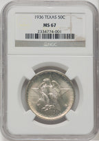 1936 50C Texas Commemorative Silver NGC MS67