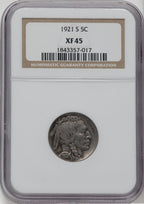 1921-S 5C Buffalo Nickel NGC XF45