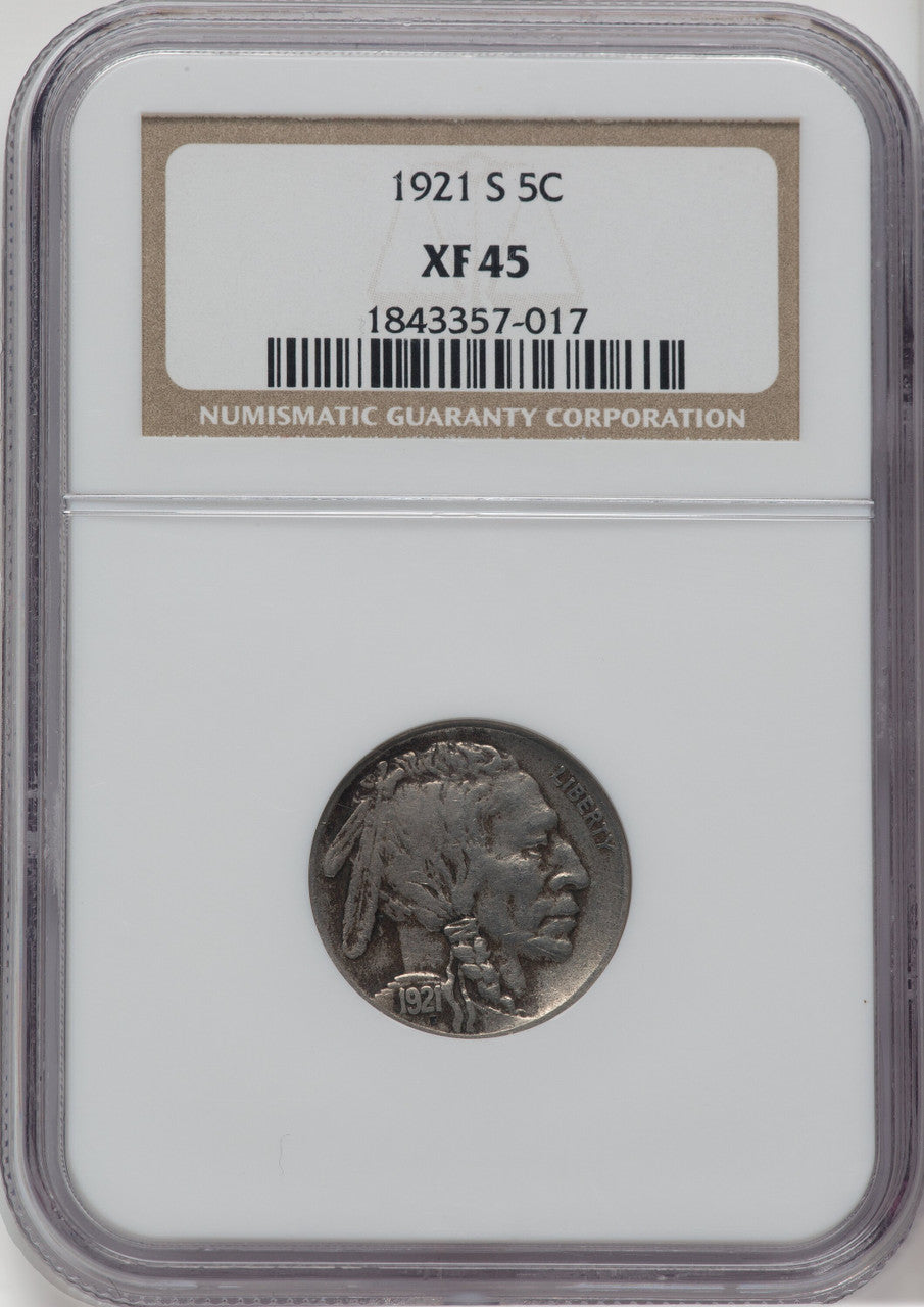 1921-S 5C Buffalo Nickel NGC XF45