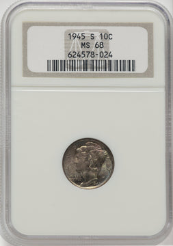 1945-S 10C Mercury Dime NGC MS68