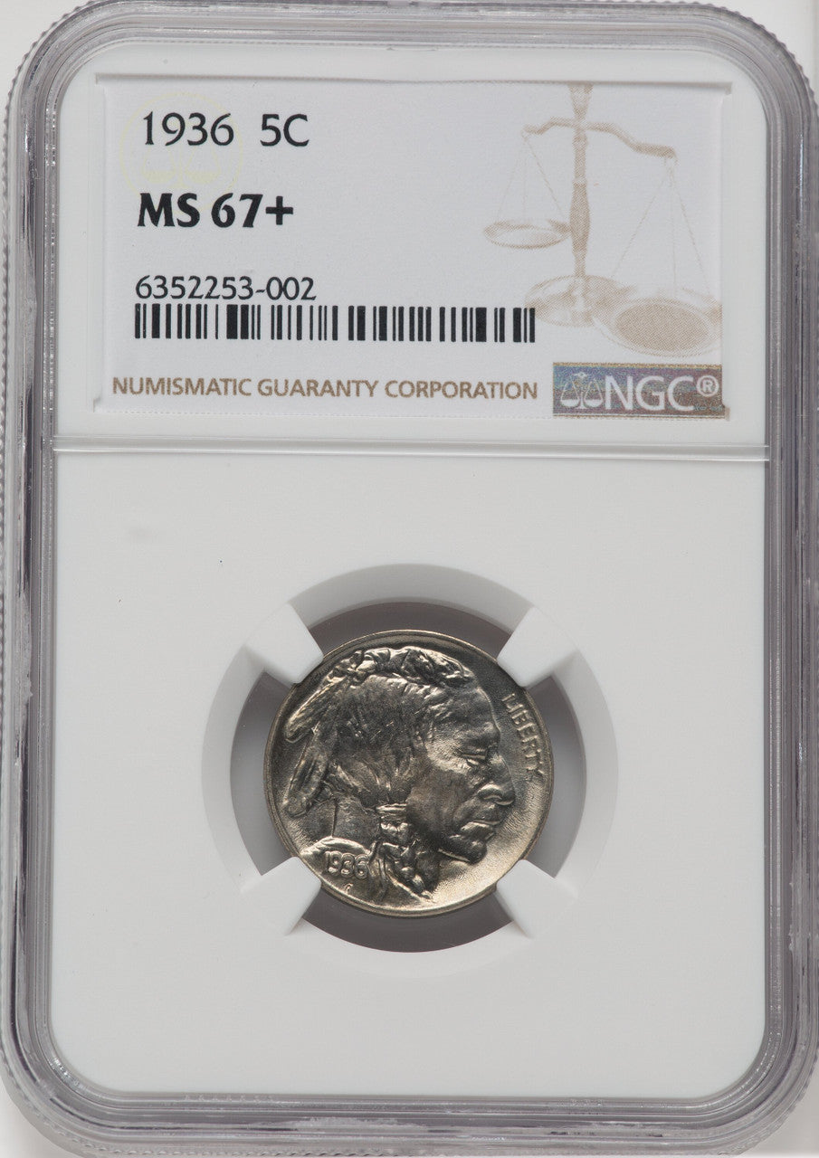 1936 5C NGC Plus Buffalo Nickel NGC MS67+