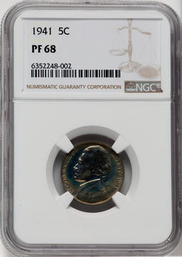 1941 5C Proof Jefferson Nickel NGC PR68