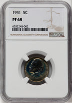 1941 5C Proof Jefferson Nickel NGC PR68