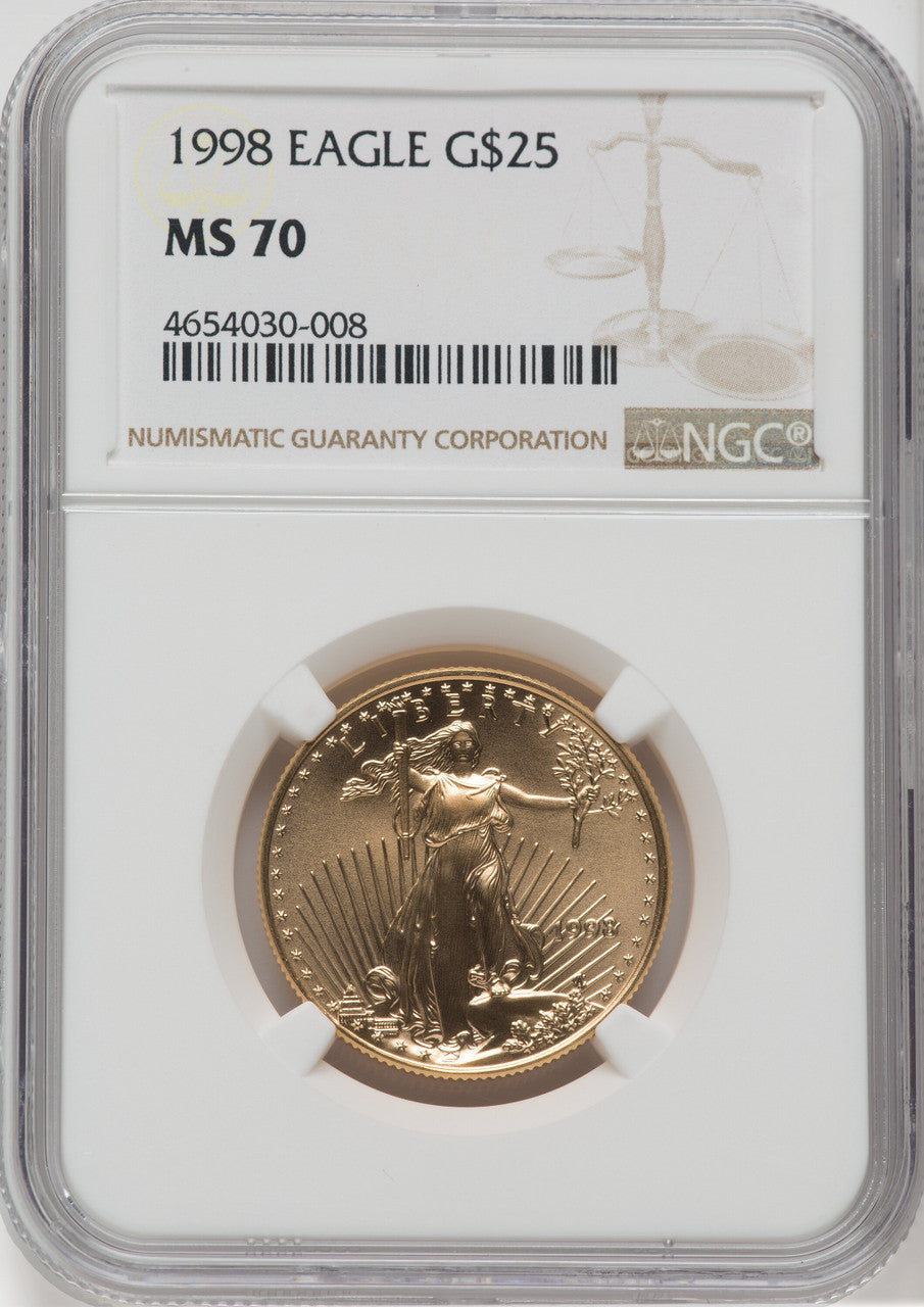 1998 $25 Half-Ounce Gold Eagle NGC MS70