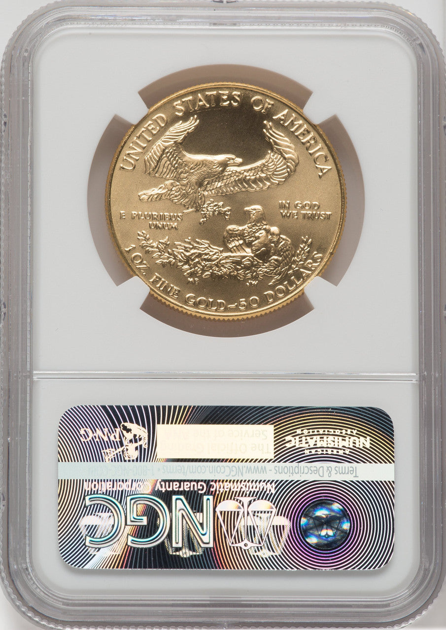 1989 $50 One-Ounce Gold Eagle NGC MS70 Castle Signed