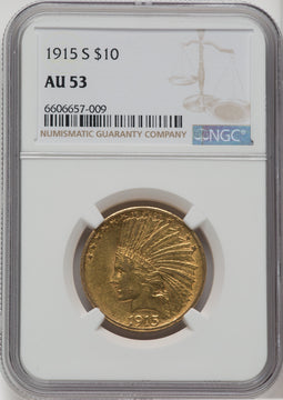 1915-S $10 Indian Eagle NGC AU53