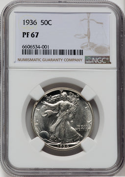 1936 50C Proof Walking Liberty Half Dollar NGC PR67