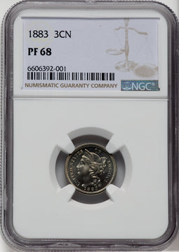 1883 3CN Proof Three Cent Nickel NGC PR68