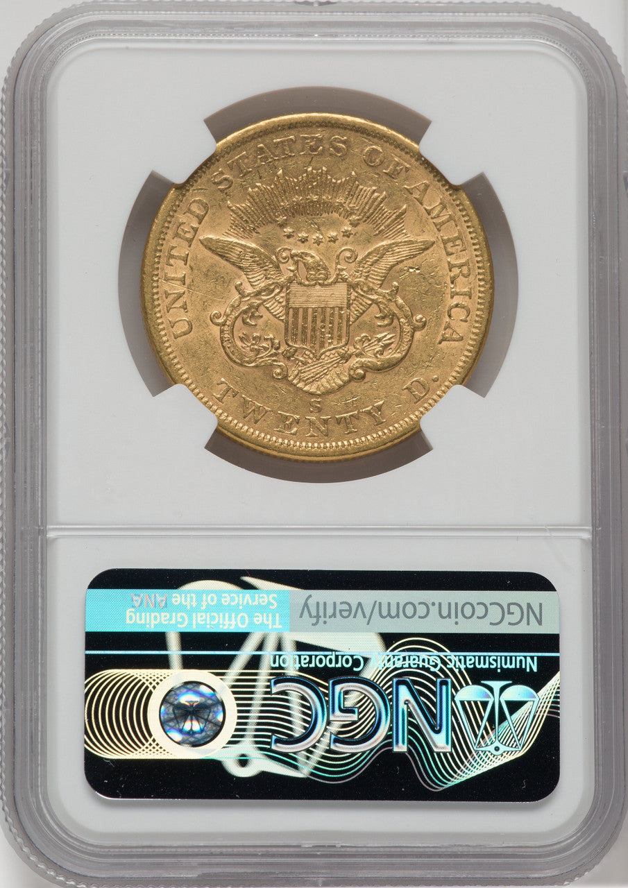 1862-S $20 Liberty Double Eagle NGC AU55